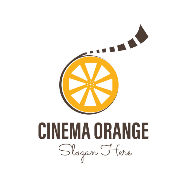 片中的橙酸橙和影院用首字母O旋转的符号设计灵感图片下载