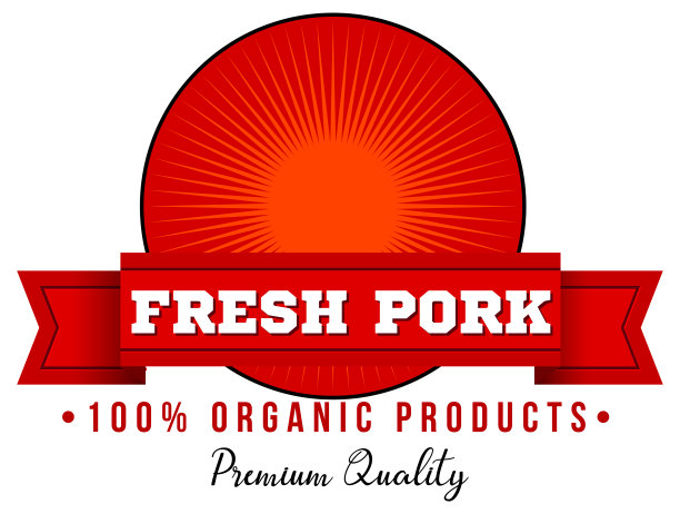 新鲜猪肉有机产品标志模板图片下载