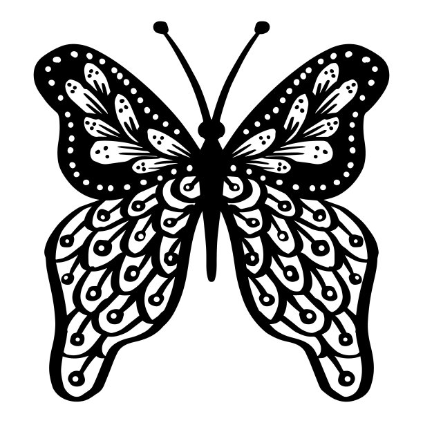 美丽的蝴蝶涂鸦风格。插图的装饰。图片下载