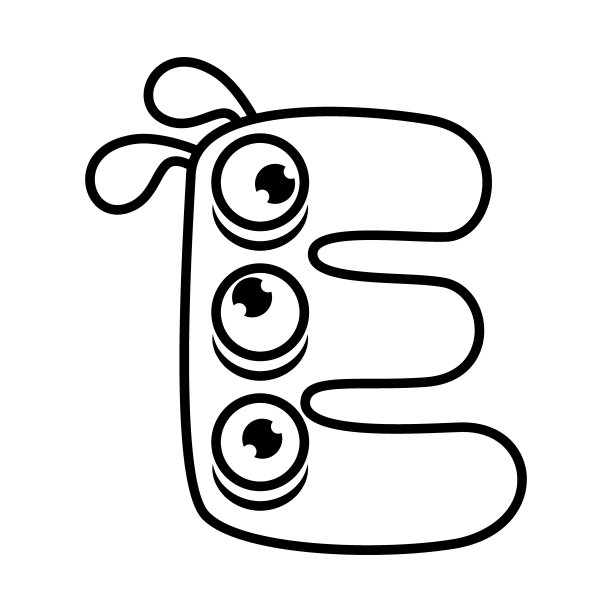 怪物字母表着色页书。涂色页英语字母的孩子与有趣和悲伤的怪物。有趣的卡通字符字母向量字体字母的漫画怪物生物的脸图片下载