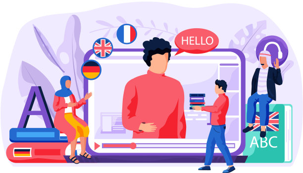 英语课视频。在线语言课程主讲人。人们在在线课堂上交流图片下载