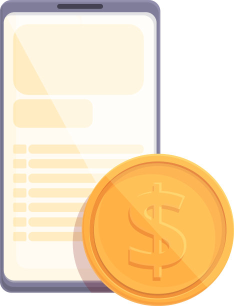 一美元硬币智能手机图标卡通图片下载