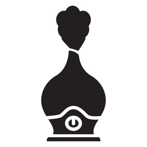 黑色轮廓加湿器与蒸汽喷射图标。图片下载