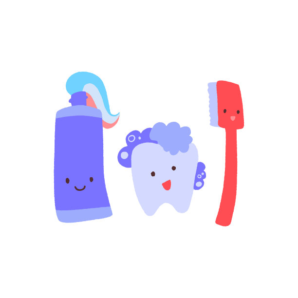可爱的牙齿卡通人物与牙膏和牙刷。图片下载