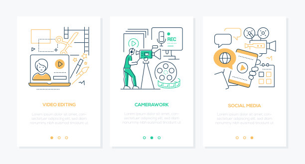 视频和社交网络——线条设计风格图片下载