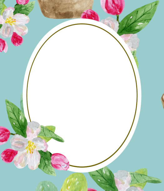 花盆里的绿色仙人掌和开着绿叶的苹果花。植物明信片，水彩画，海报，横幅。图片下载