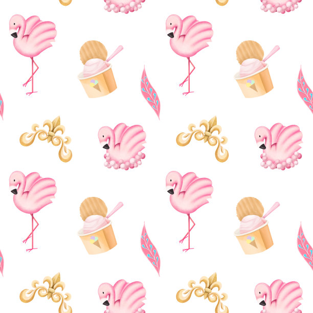 无缝图案的童话和游乐园元素，插图在一个白色的背景图片下载