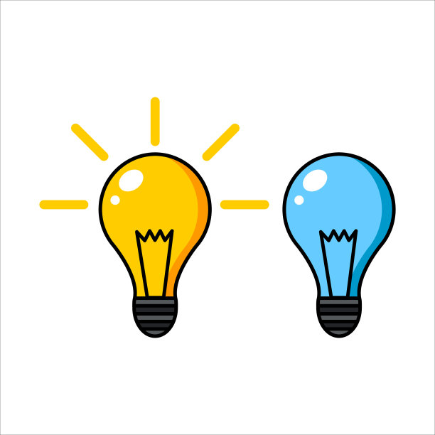 两个黄色和蓝色灯泡的图像图片下载