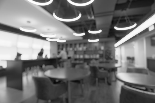 现代室内Café，黑白效果图片下载