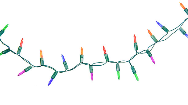 圣诞灯串孤立在白色背景与剪辑路径图片下载