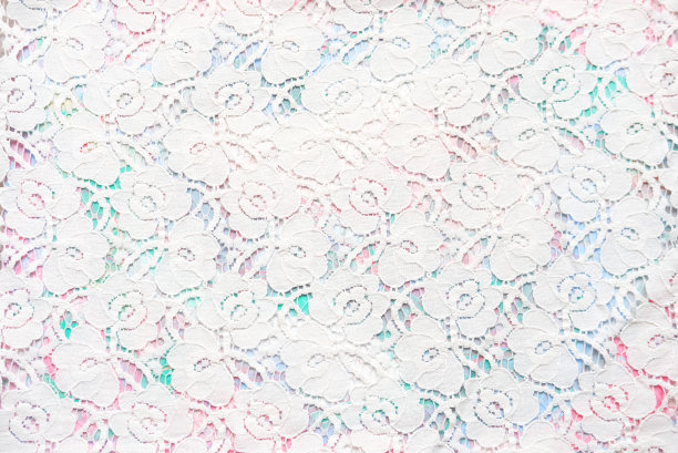 无缝白色花边与花朵在彩色背景。图片下载