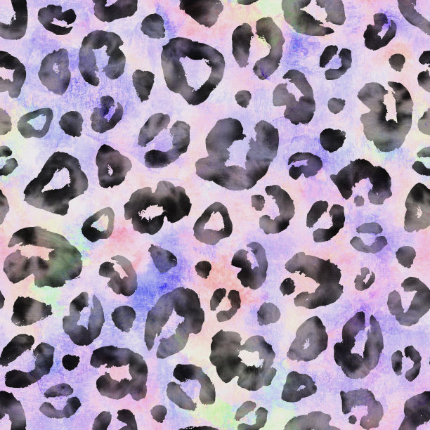 豹纹彩色水彩无缝背景图片下载