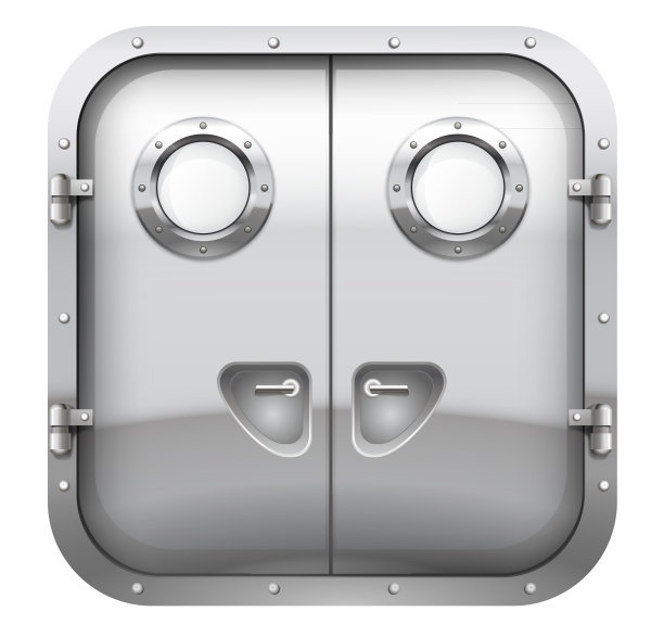 带舷窗的金属双开门图片下载