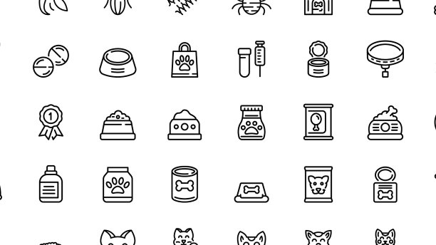 100个动物图标设定轮廓样式图片下载