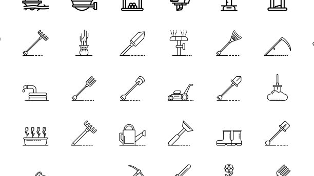 100个花园图标设定轮廓风格图片下载