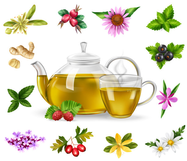 草药茶具图片下载