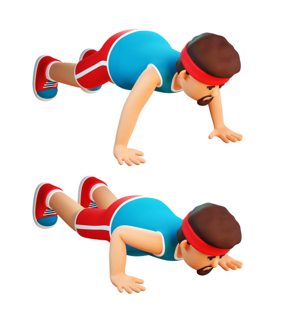 3d男人在地板上做俯卧撑图片下载