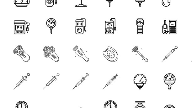 100个工具图标设置轮廓样式图片下载