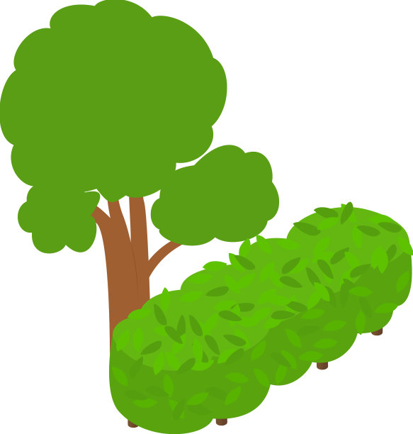 绿色植被图标等距落叶图片下载