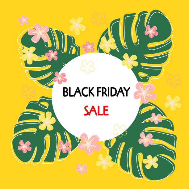 带有热带花卉和树叶的旗帜图片下载