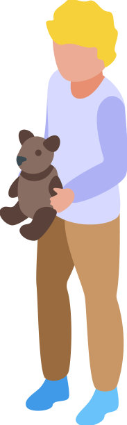 有泰迪熊的孩子住院图标等距图片下载