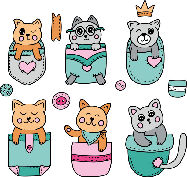 口袋里的卡通猫小孩图片下载