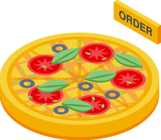在线披萨订单图标等距应用程序图片下载