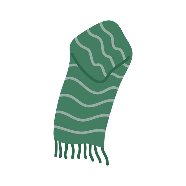 针织围巾涂鸦风格舒适的秋天。平面向量插图图片下载