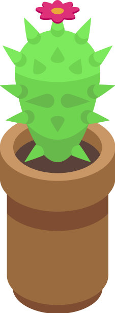 仙人掌花盆图标等距沙漠草图片下载