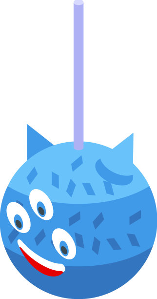 墨西哥皮纳塔蓝色怪物图标等距图片下载