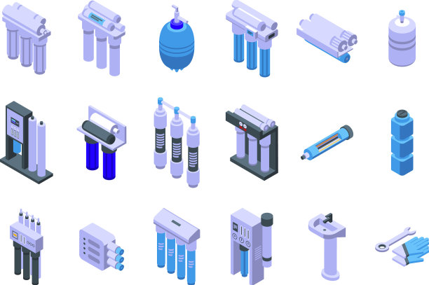 反渗透系统图标设置等距图片下载