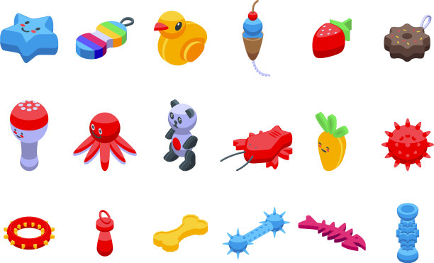 宠物玩具图标设置等距猫动物图片下载