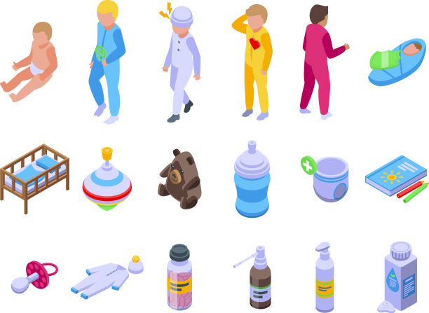 婴儿健康图标设置等距乳房图片下载