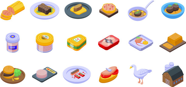 鹅肝图标设置等距法式食物图片下载