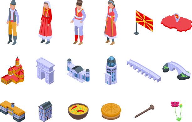 马其顿图标设置等距斯科普里图片下载