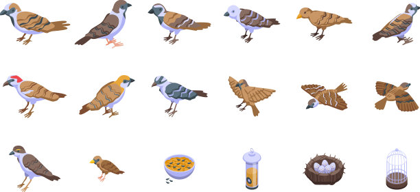 麻雀图标设置等距飞鸟图片下载