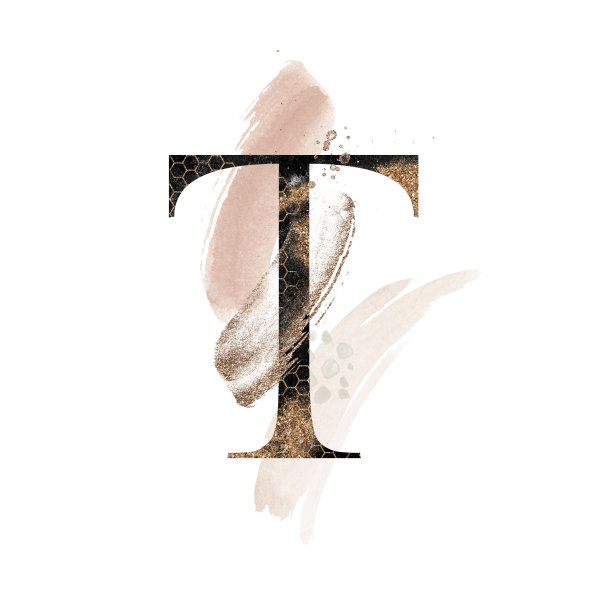 抽象纹理金和黑暗字母表-字母T。图片下载