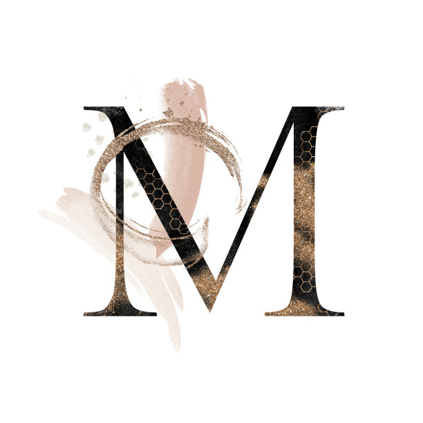 抽象纹理金和暗字母-字母M。图片下载