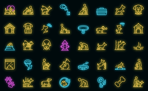 狗散步图标设置轮廓宠物主人图片下载