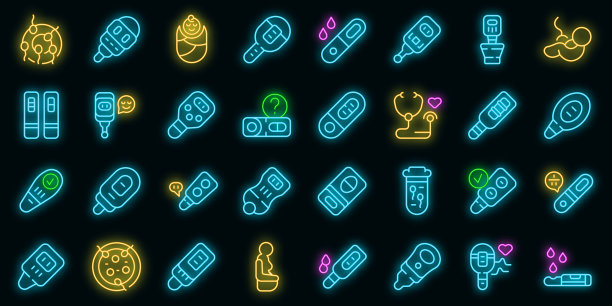 怀孕测试图标设置轮廓工具包图片下载