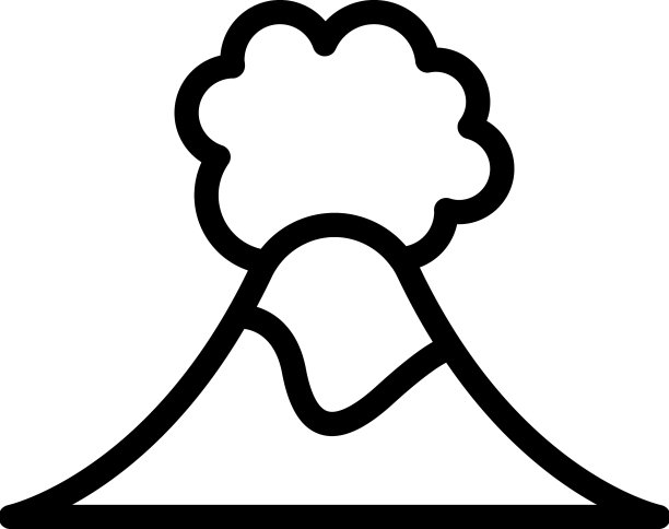 地震火山图标勾勒出熔岩火焰的轮廓图片下载