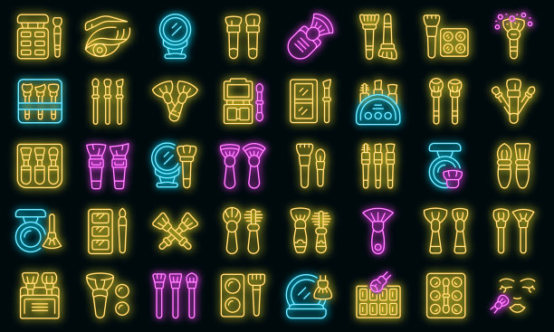 化妆刷图标设置轮廓化妆品图片下载