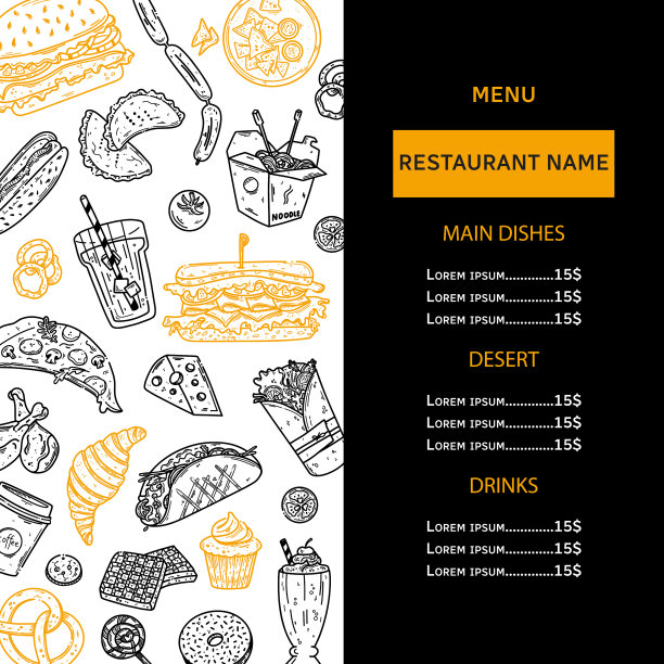 菜单快餐店餐厅设计模板图片下载