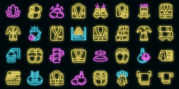 温泉浴服图标集轮廓抢浴图片下载