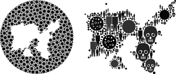 2019冠状病毒病和人口拼图图片下载