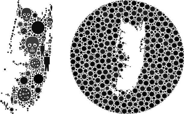 奔巴岛的新冠病毒和人的马赛克图片下载