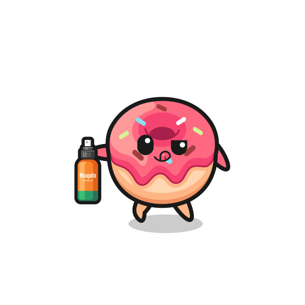 可爱的甜甜圈拿着驱蚊剂图片下载