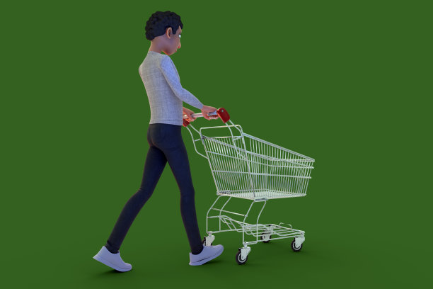 推着购物车的年轻人图片下载