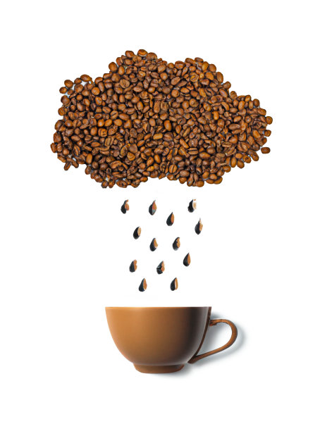 云状咖啡豆落进杯子里图片下载