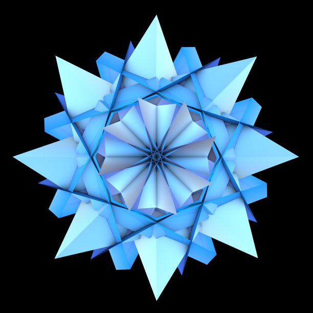 3 d渲染。抽象的雪花,万花筒。几何背景。图片下载